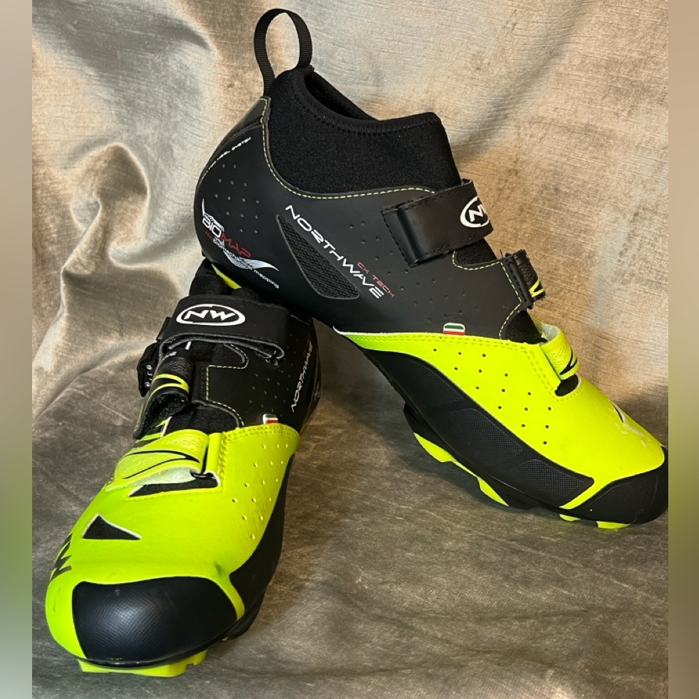 Northwave Cycling CX SPD Shoes w/Biomap. Neon Yellow & Black. Men's Size 12